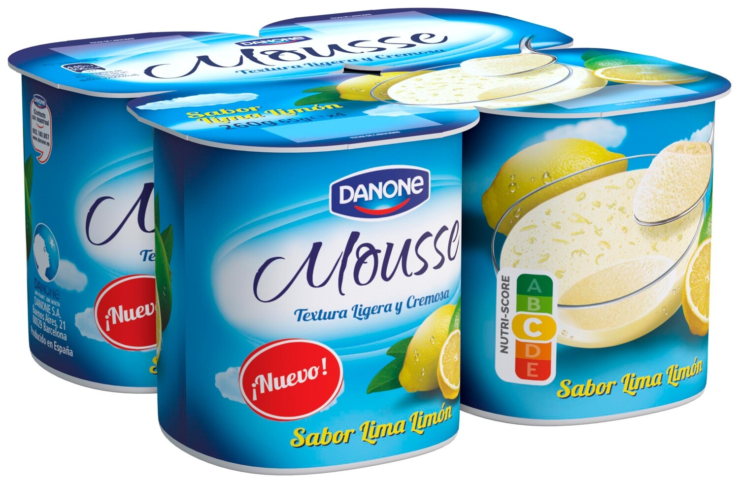 Mousse sabor lima limón DANONE 4x65 g.