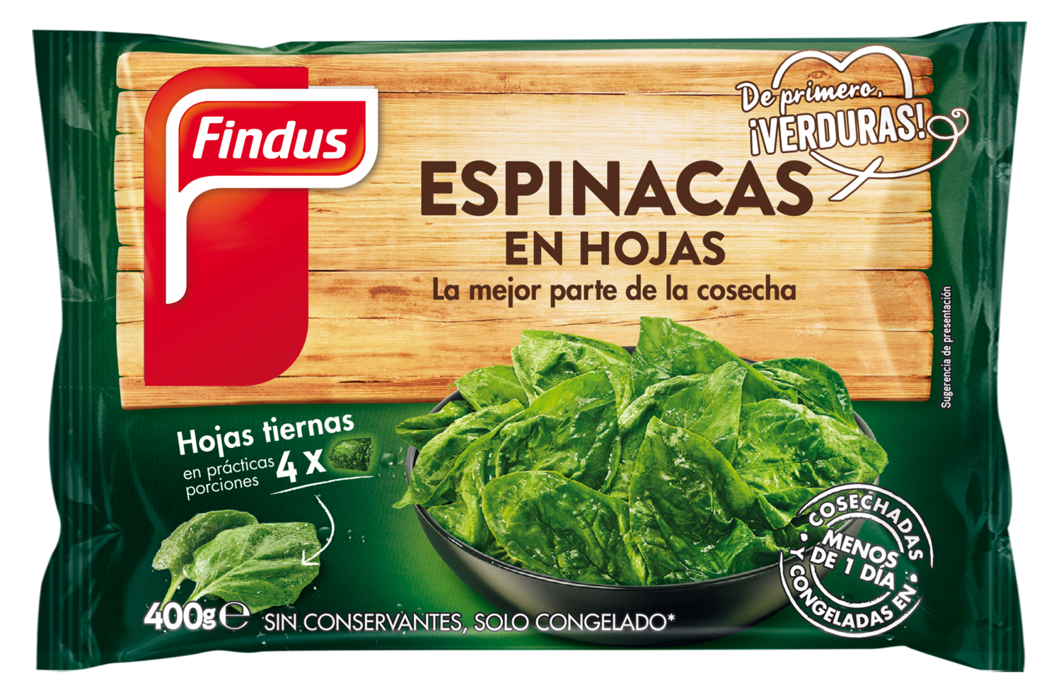 Espinacas en Hojas Findus 400 g.