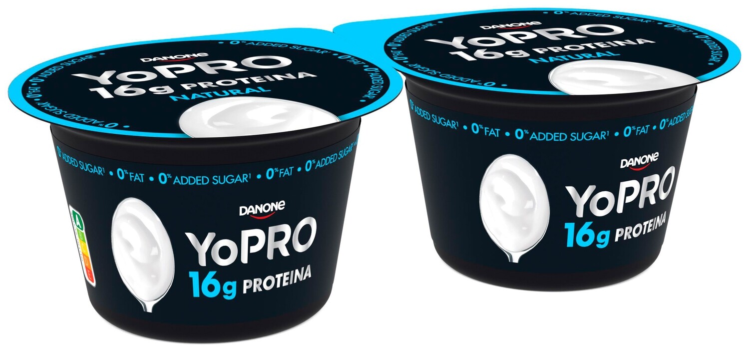 Yogur YOPRO natural 0% DANONE pack 2x160 g.