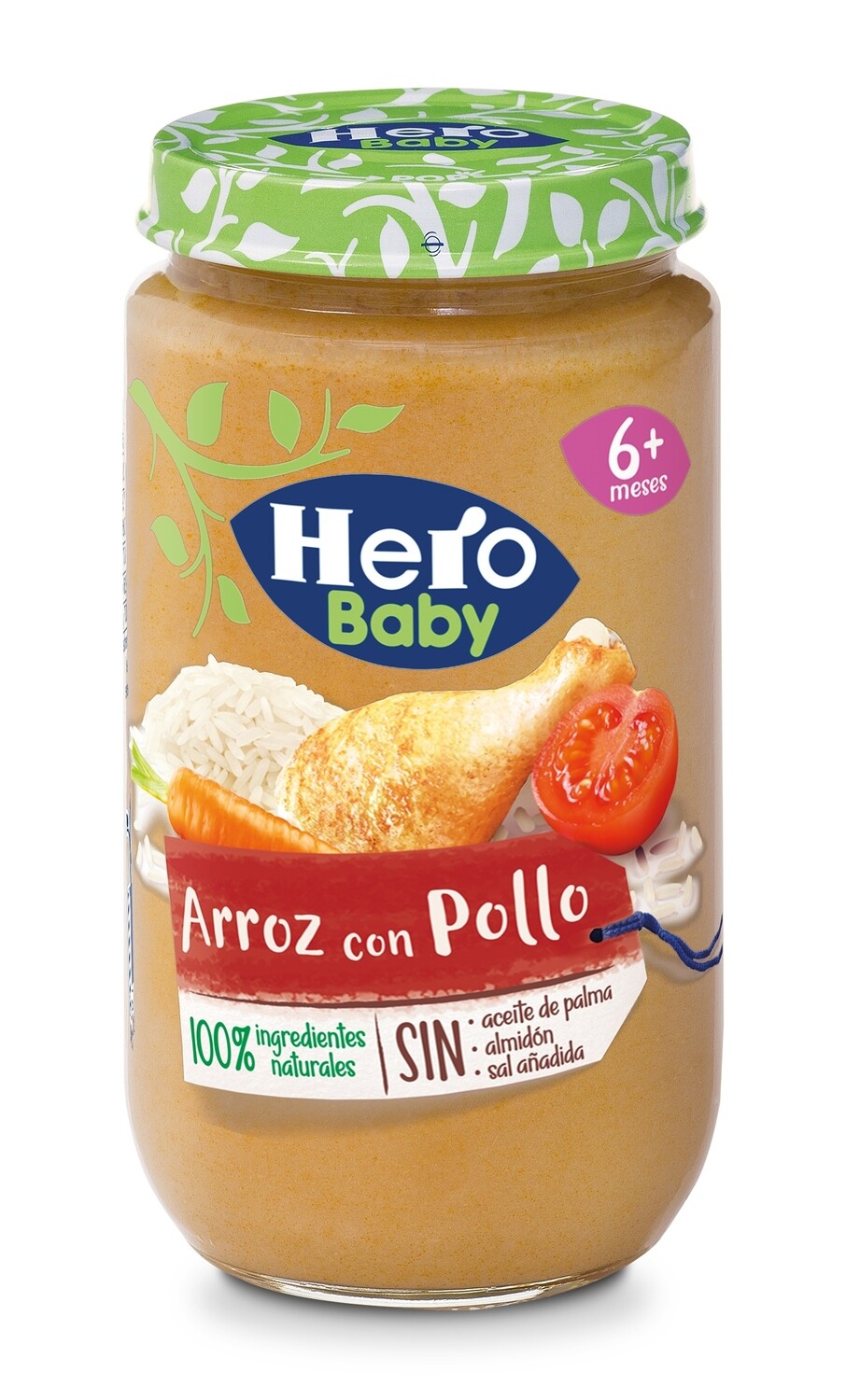 Potito 6 meses de arroz con pollo HERO BABY 235 g.