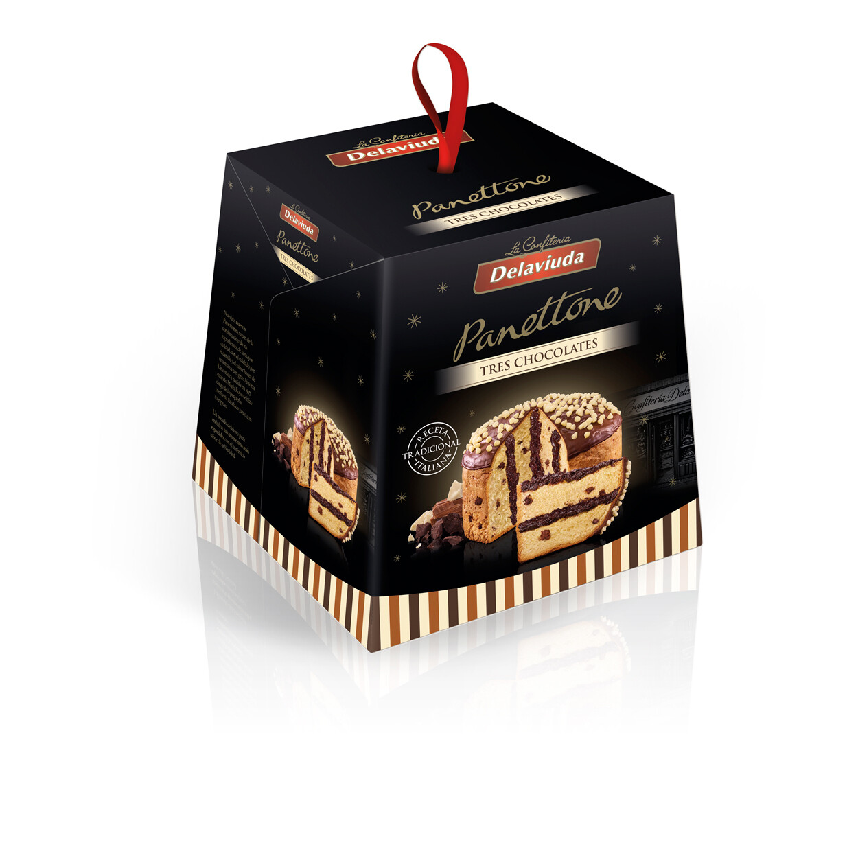 Panettone tres chocolates  DELAVIUDA 750 g.