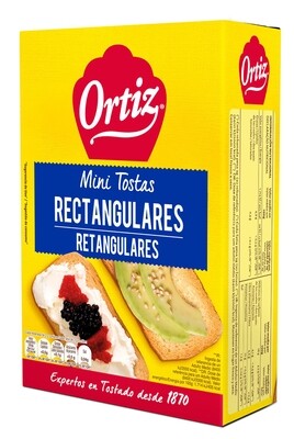 Mini tostas extrafinas rectangulares ORTIZ, 100 g.