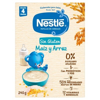 Papilla de cereales de maíz y arroz sin gluten NESTLE 240 gr.