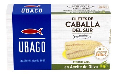 Filetes de caballa del sur en aceite de oliva UBAGO 115 gr.