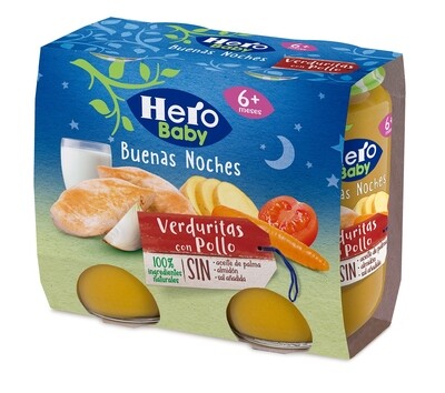 Buenas noches verduritas con pollo  HERO BABY 2X190 gr
