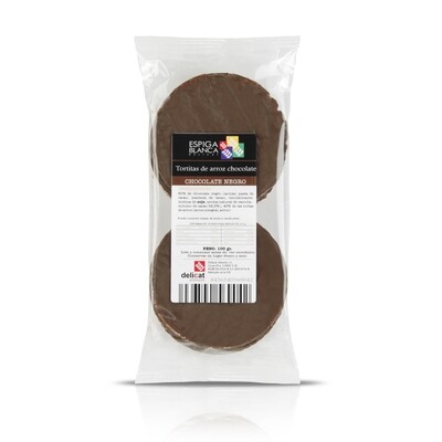 Tortitas de arroz integral con chocolate negro ESPIGA BLANCA, 100 g.