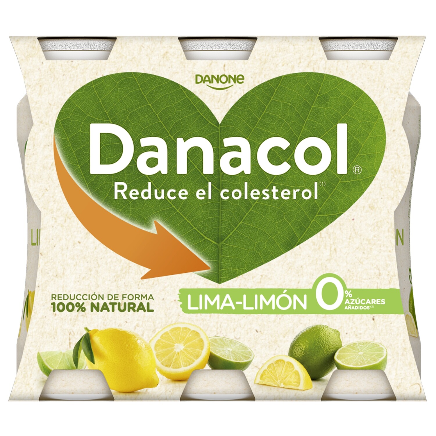 Yogur para beber Danacol lima limón 0% DANONE 6 x 100 g.