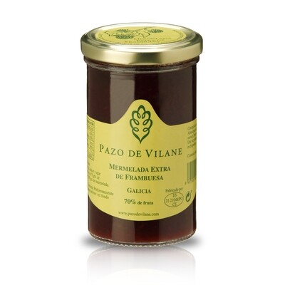 Mermelada extra de frambuesa PAZO DE VILANE, 300 g.