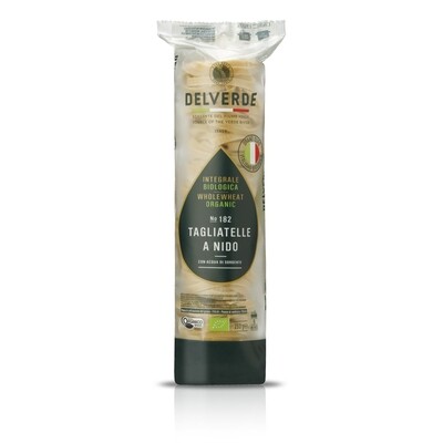 Pasta integral biológica tagliatelle a nido DELVERDE, 200g.