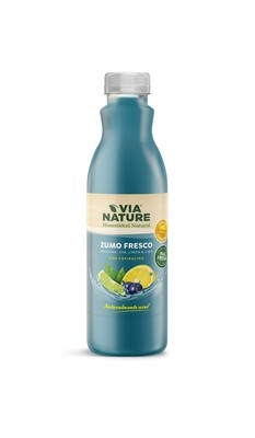Zumo fresco manzana, uva, limón y lima con espirulina VIA NATURE 750 ml.