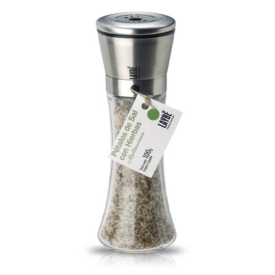 Pétalos de sal con hierbas mediterráneas en molinillo LAYBÉ, 100 g.