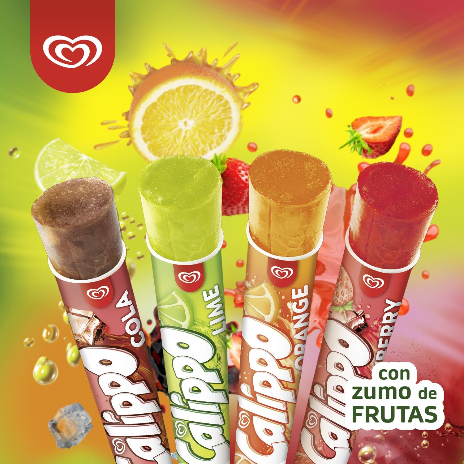Calippo supermix: fresa, cola, lima, naranja FRIGO 5 x 105 ml.