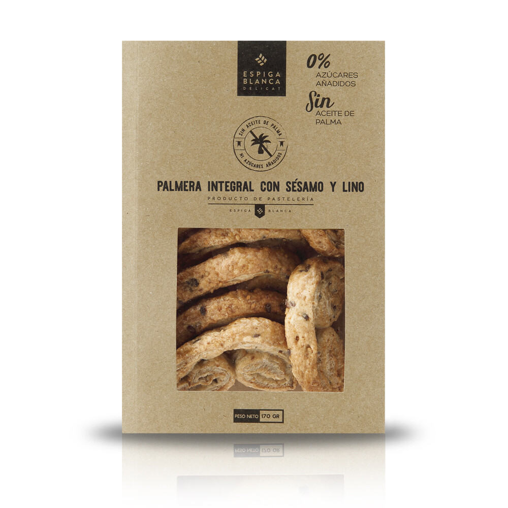 Palmera integral con sésamo y lino sin azúcar ESPIGA BLANCA 125 g.