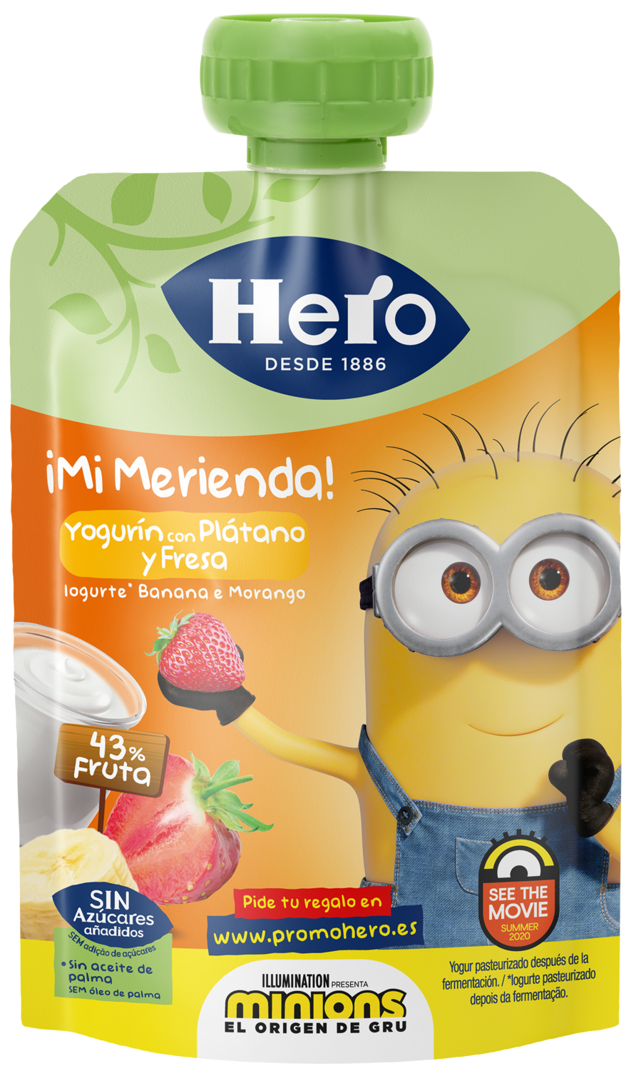 Mi merienda yogurín con plátano y fresa HERO 100 g.