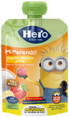 Mi merienda yogurín con plátano y fresa HERO 100 g.