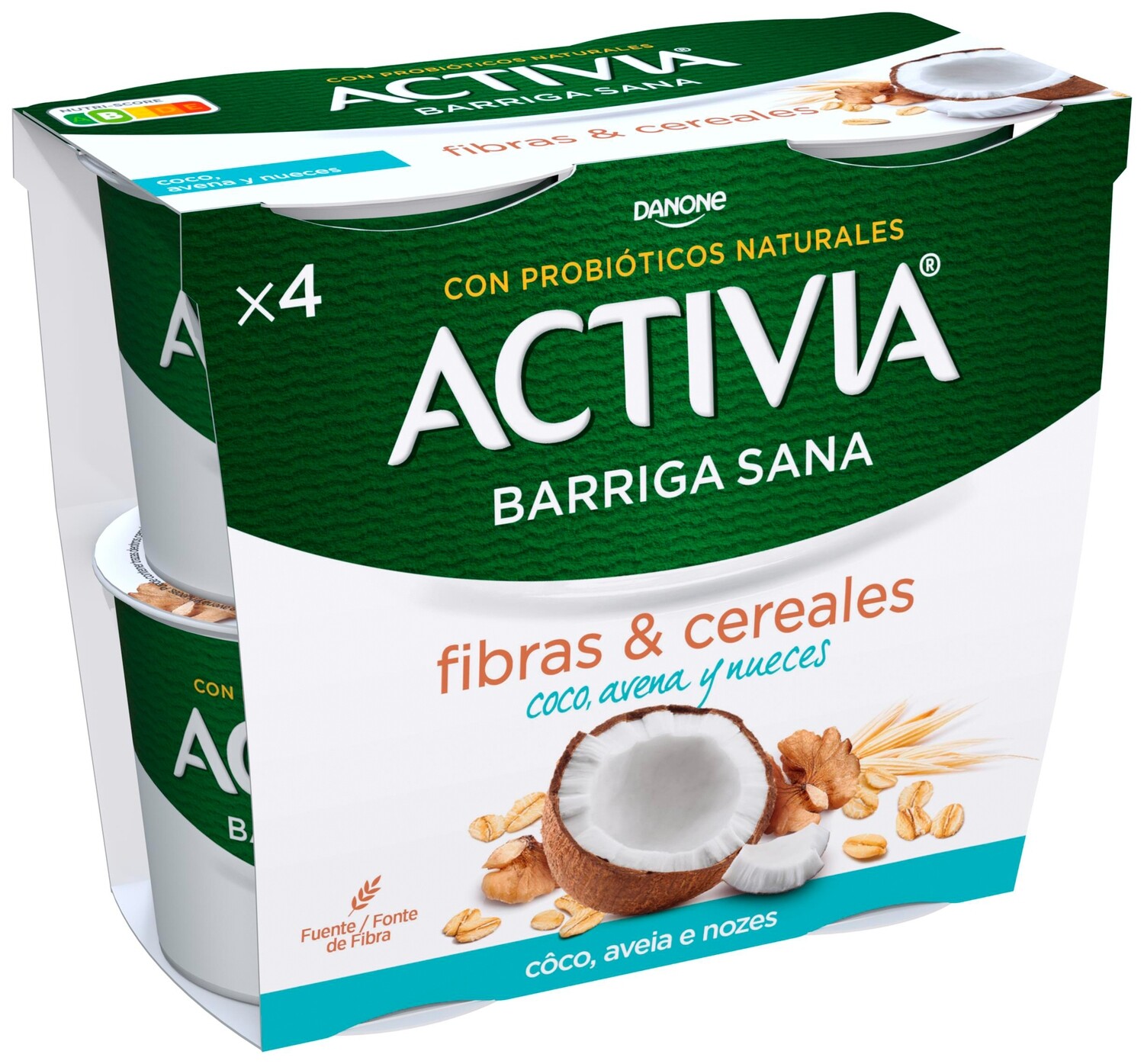 Activia coco avena nueces DANONE 4 x 115 g.