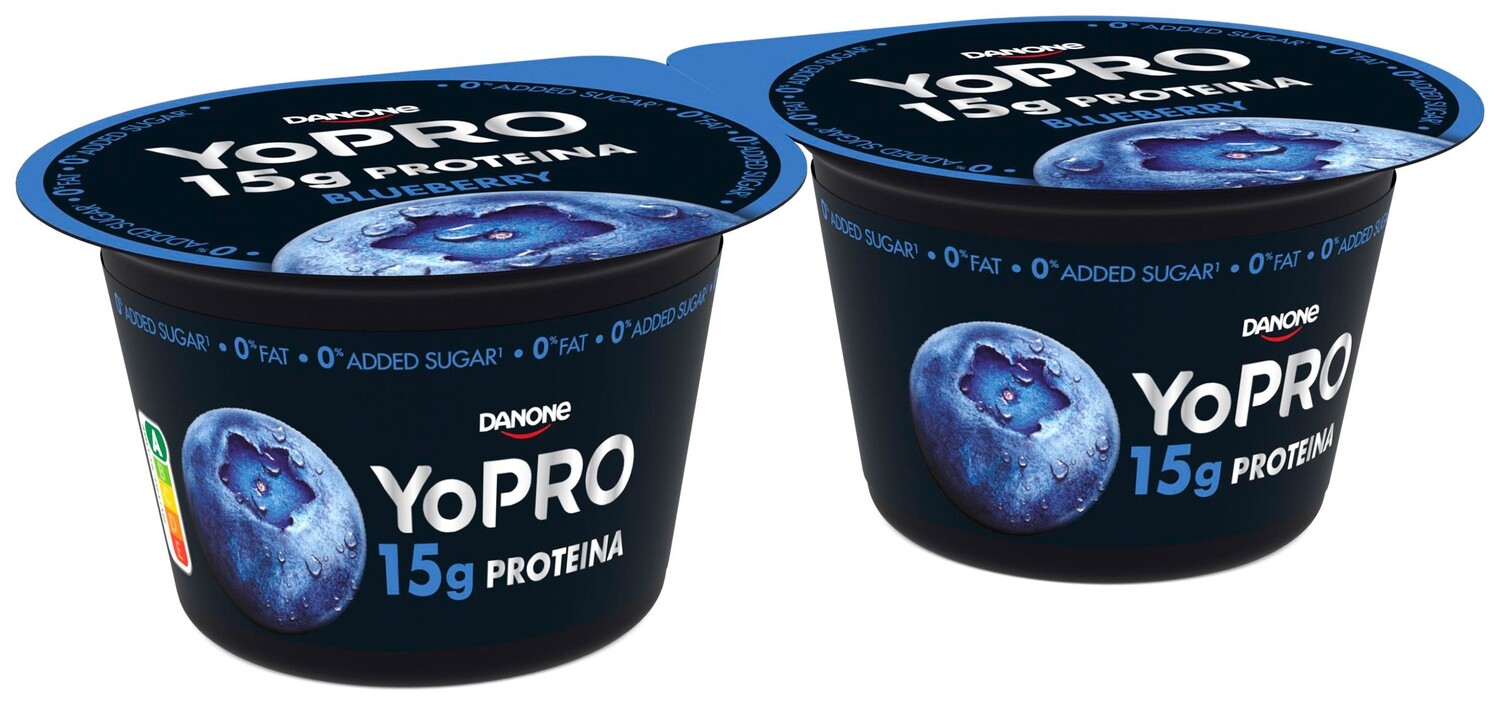 Yogur YoPro blueberry 0% 15 g. proteína DANONE 2 x 160 g.