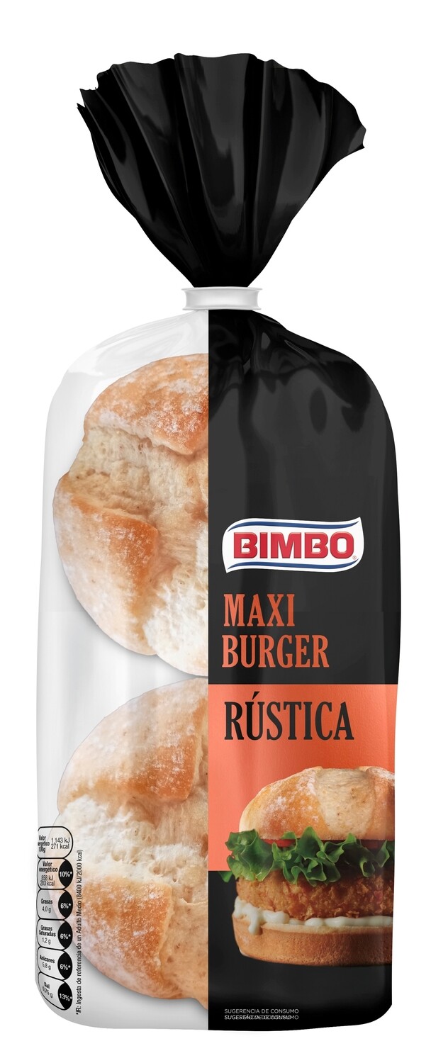 Pan maxi burger rústica BIMBO 320 g.