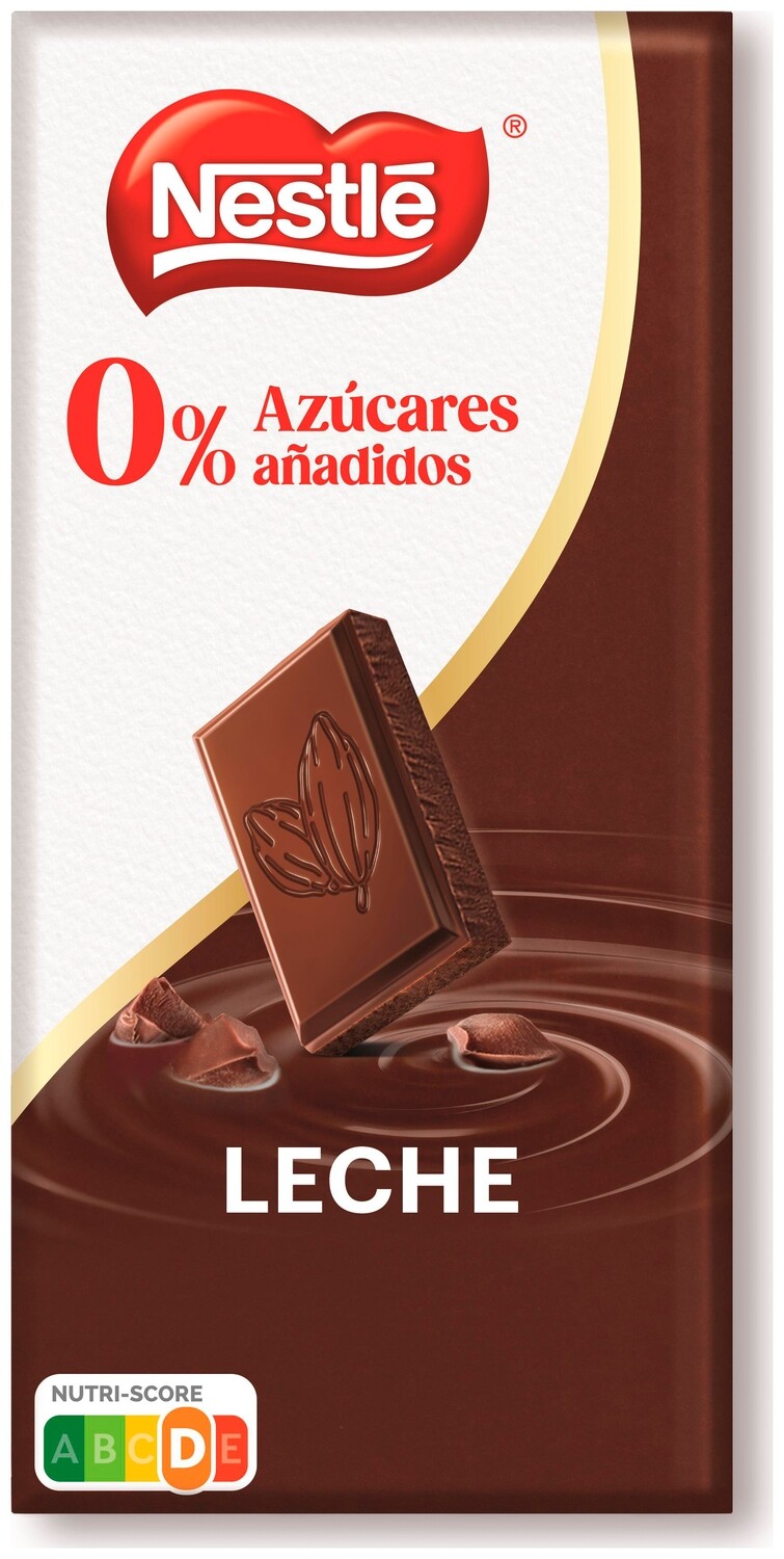 Tableta de chocolate con leche 0% azúcares añadidos NESTLÉ 115 g.