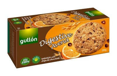 Galletas digestive avena y naranja con chips de chocolate GULLON 280 g.