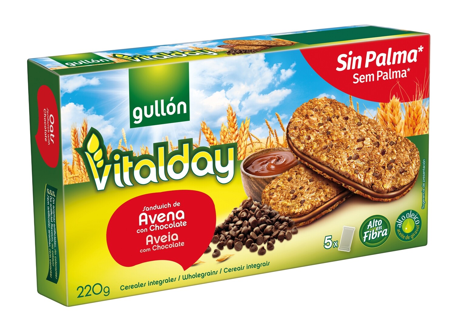 Galletas sandwich avena choco vitalday GULLON 220 g.