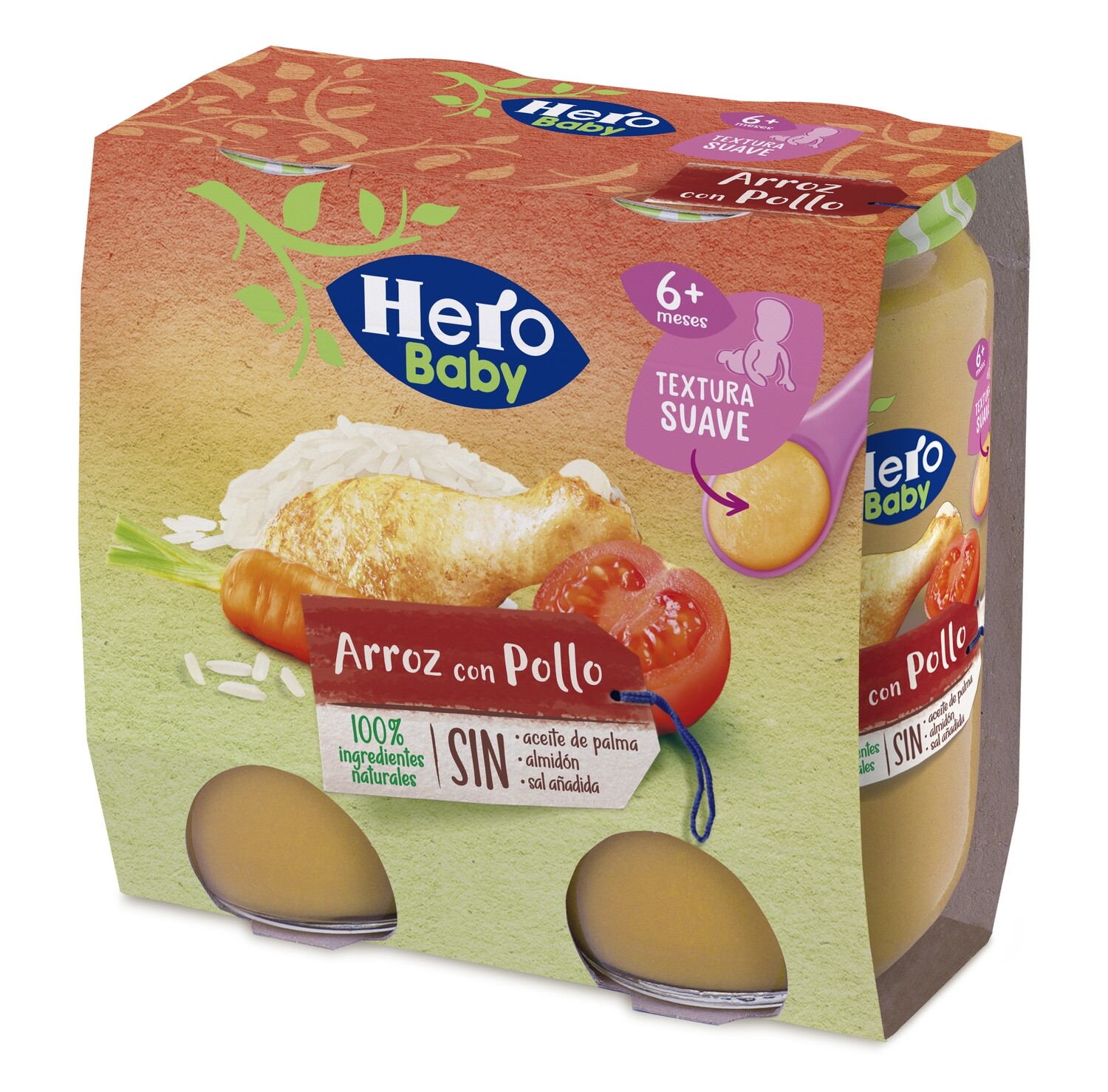 Tarritos arroz con pollo HERO 2 x 235 g.