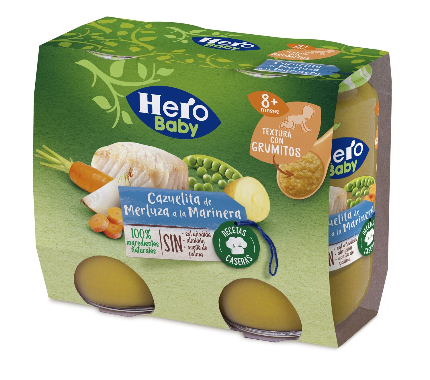 Tarrito cazuelita de merluza a la marinera HERO 2 x 190 g.