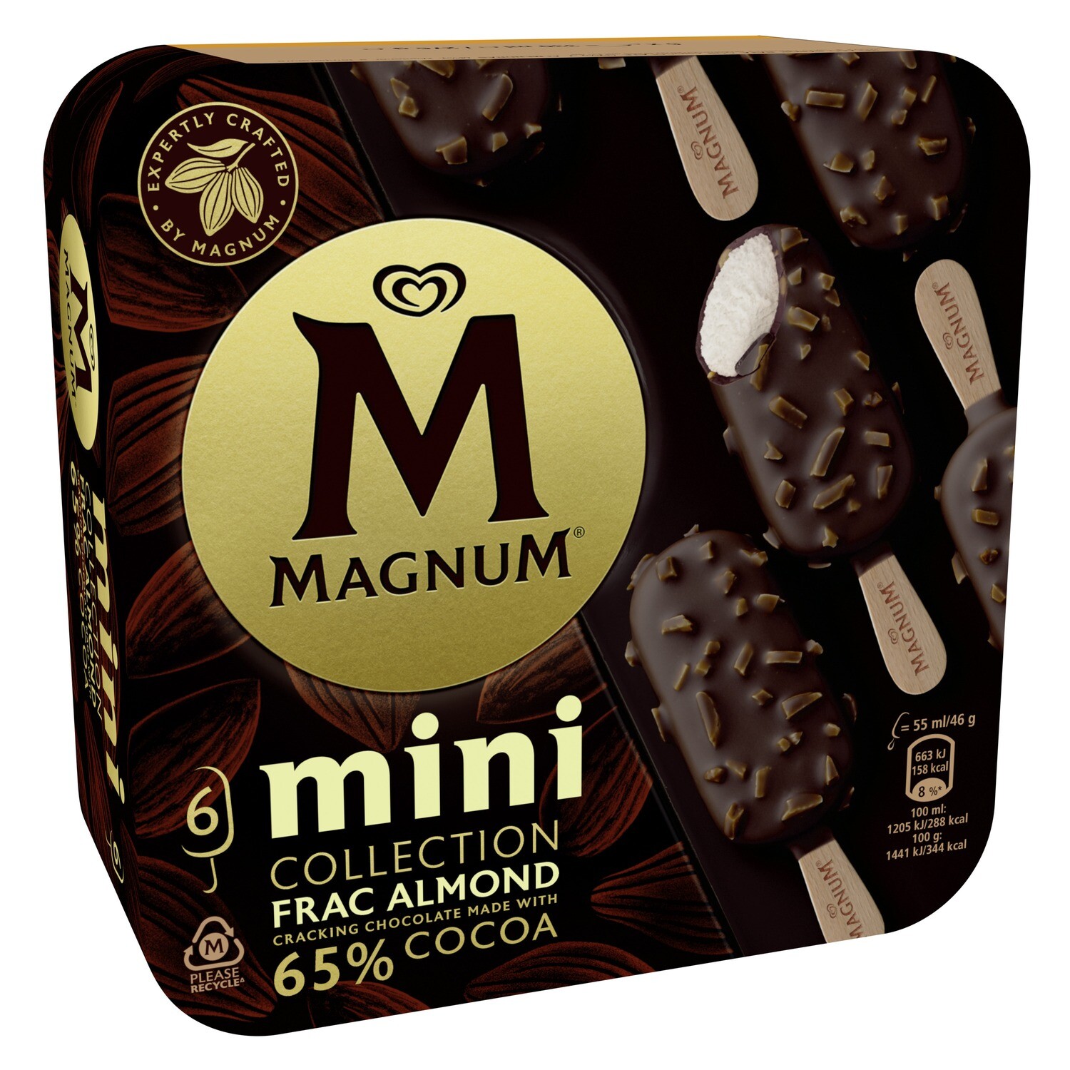 Mini helado magnum almendras FRIGO 6 x 55 ml.
