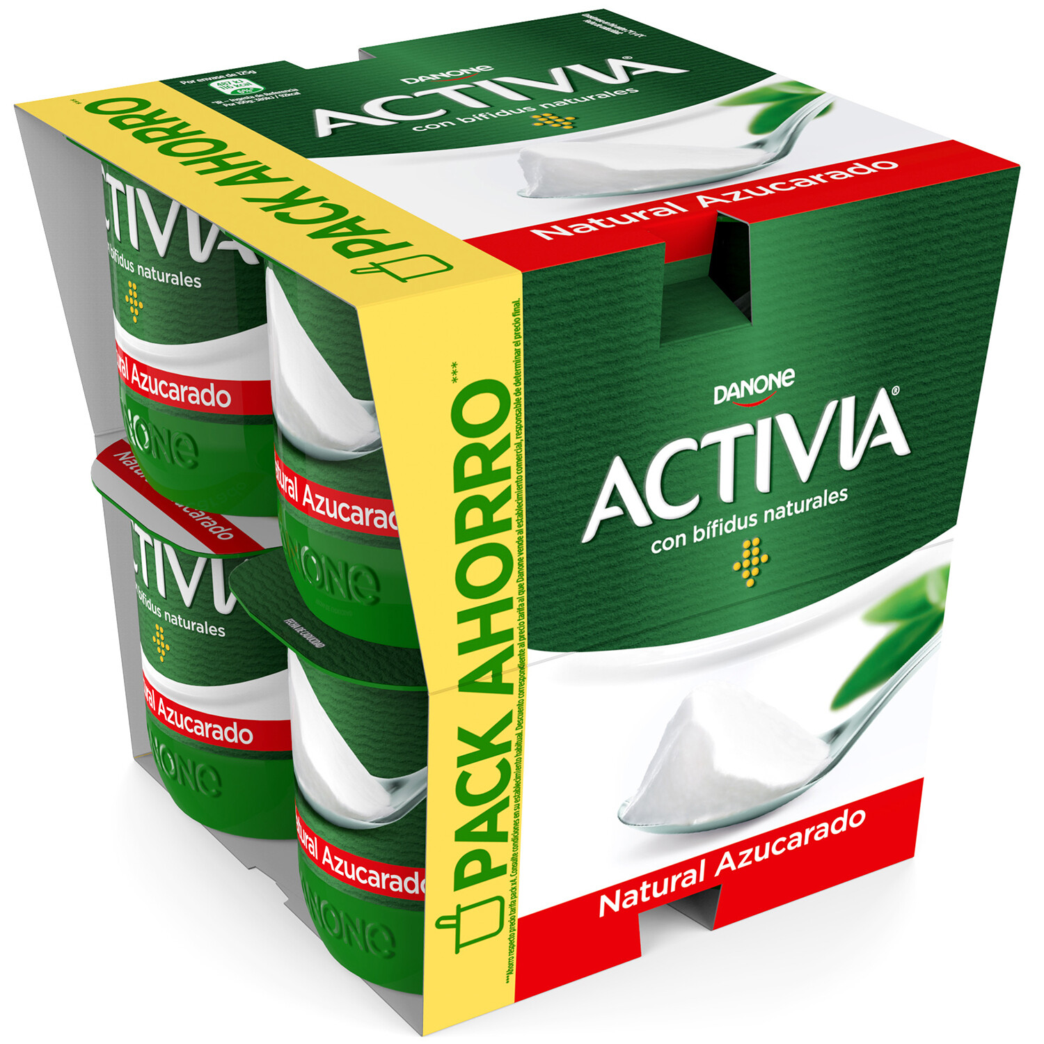 Yogur ACTIVIA natural azucarado de DANONE pack 8x120 g.