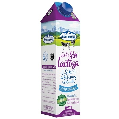 Leche sin lactosa sin aditivos semi CENTRAL LECHERA ASTURIANA 1 l.