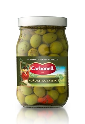 Aceitunas verdes aliño casero CARBONELL 450 g.