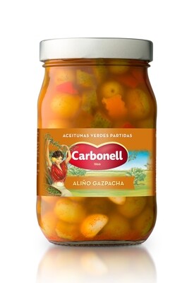 Aceitunas verdes aliño gazpacha CARBONELL 450 g.