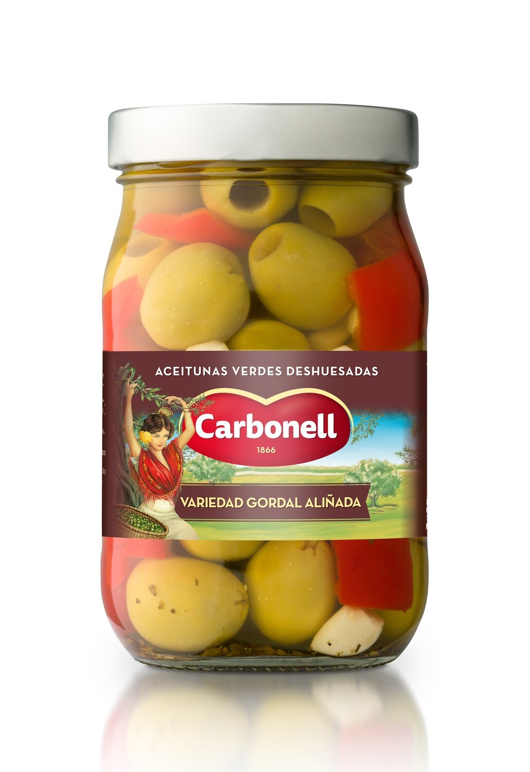 Aceitunas verdes gordal aliñada CARBONELL 350 g.