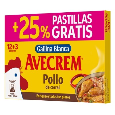 Caldo de pollo avecrem sin gluten GALLINA BLANCA 12 + 3 pastillas