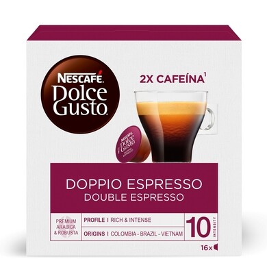 DOLCE GUSTO Double espresso. Intensidad 10, 16 uds.