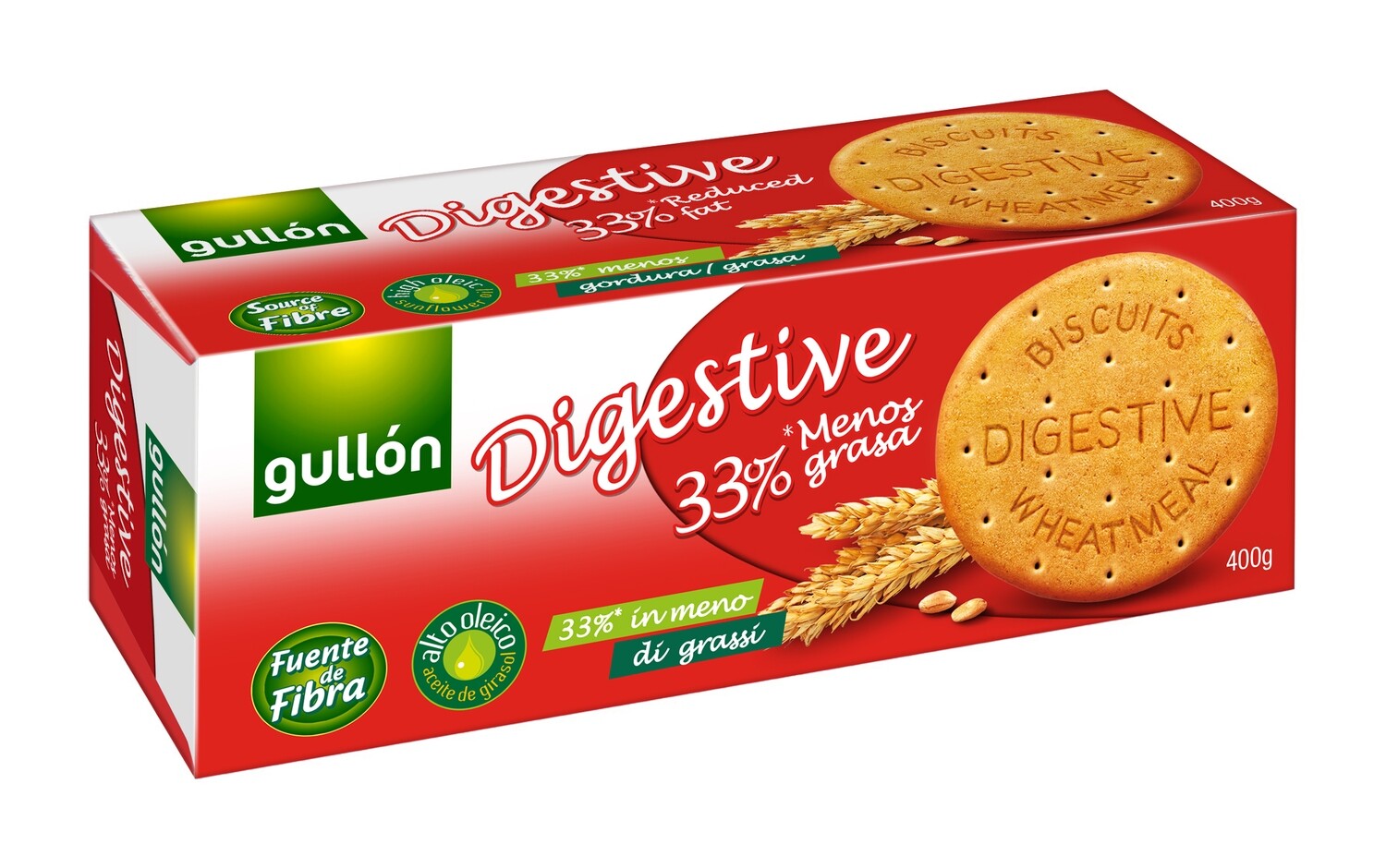 Galletas digestive 33% menos grasa GULLÓN 400 g.