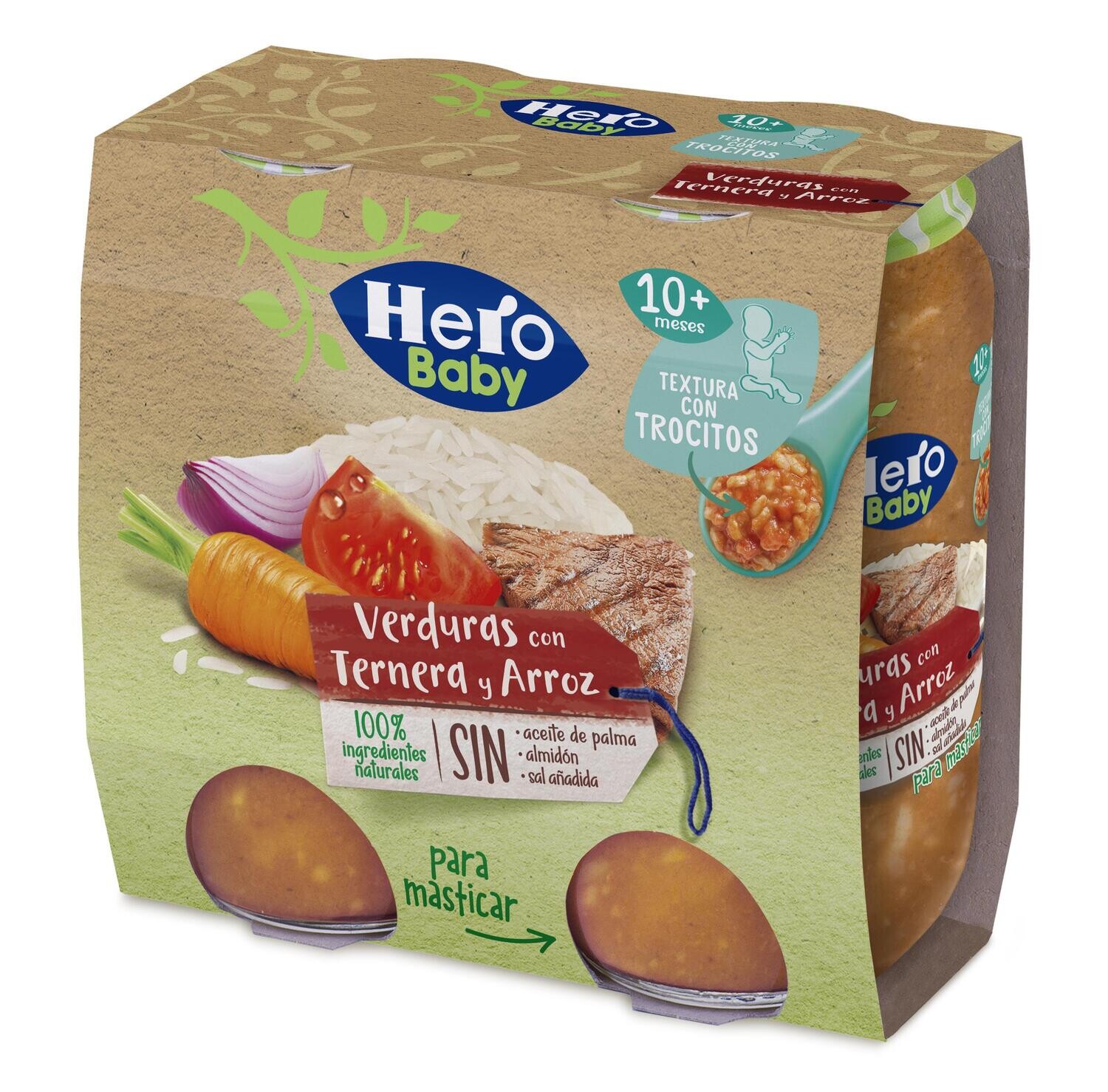 Potito de verduras con ternera y arroz +10 meses HERO BABY