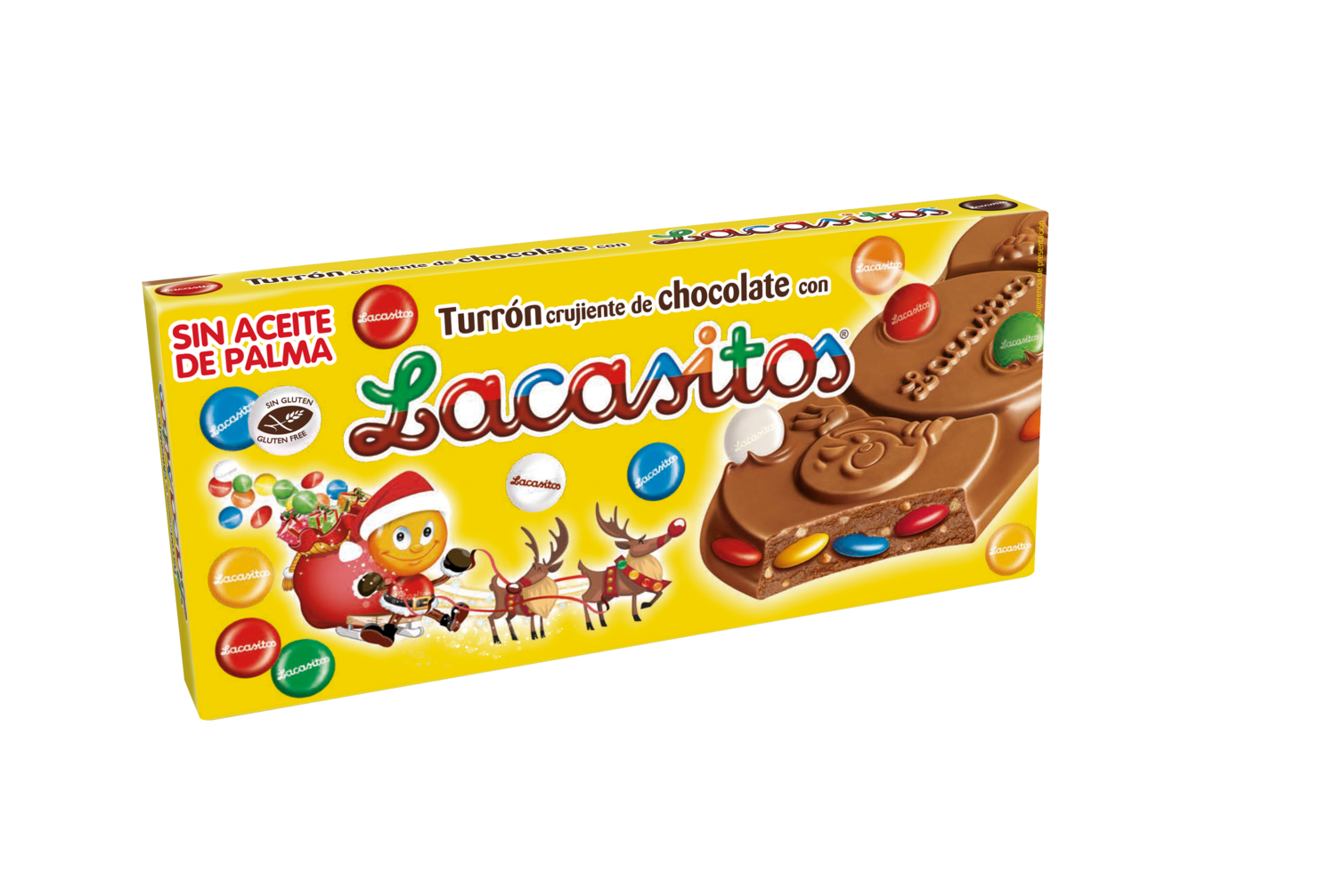 Turrón crujiente de chocolate con leche con LACASITOS, 215 g.