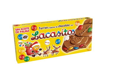 Turrón crujiente de chocolate con leche con LACASITOS, 215 g.