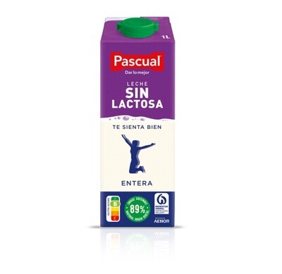 Leche entera sin lactosa de PASCUAL.