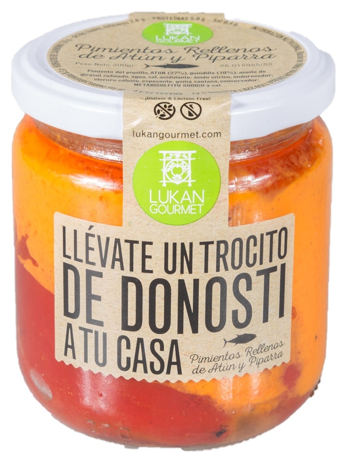 Pimientos rellenos de atún y piparra LUKAN 300 g.