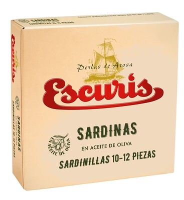 Sardinillas en aceite de oliva ESCURIS 10/12 piezas 111 g.