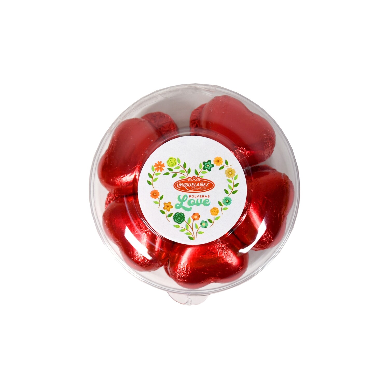 Polvera love con 10 chocolatinas con forma de corazón MIGUELAÑEZ 77 g.
