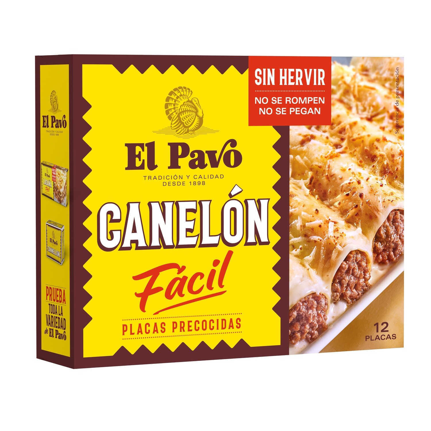 Canelones de placas precocidas EL PAVO.