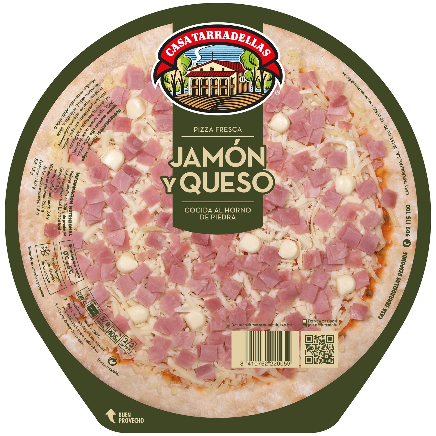 Pizza jamón y queso  CASA TARRADELLAS.