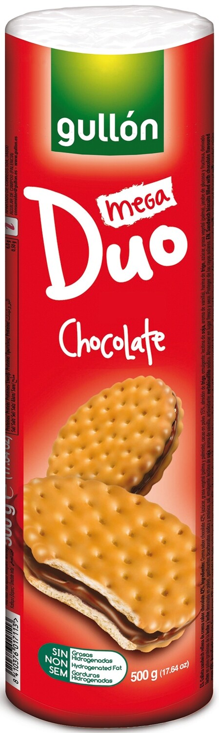 Galletas mega duo crema sabor chocolate GULLON 500 g.