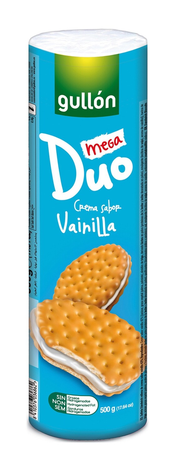 Galletas mega duo vainilla GULLON 500 g.