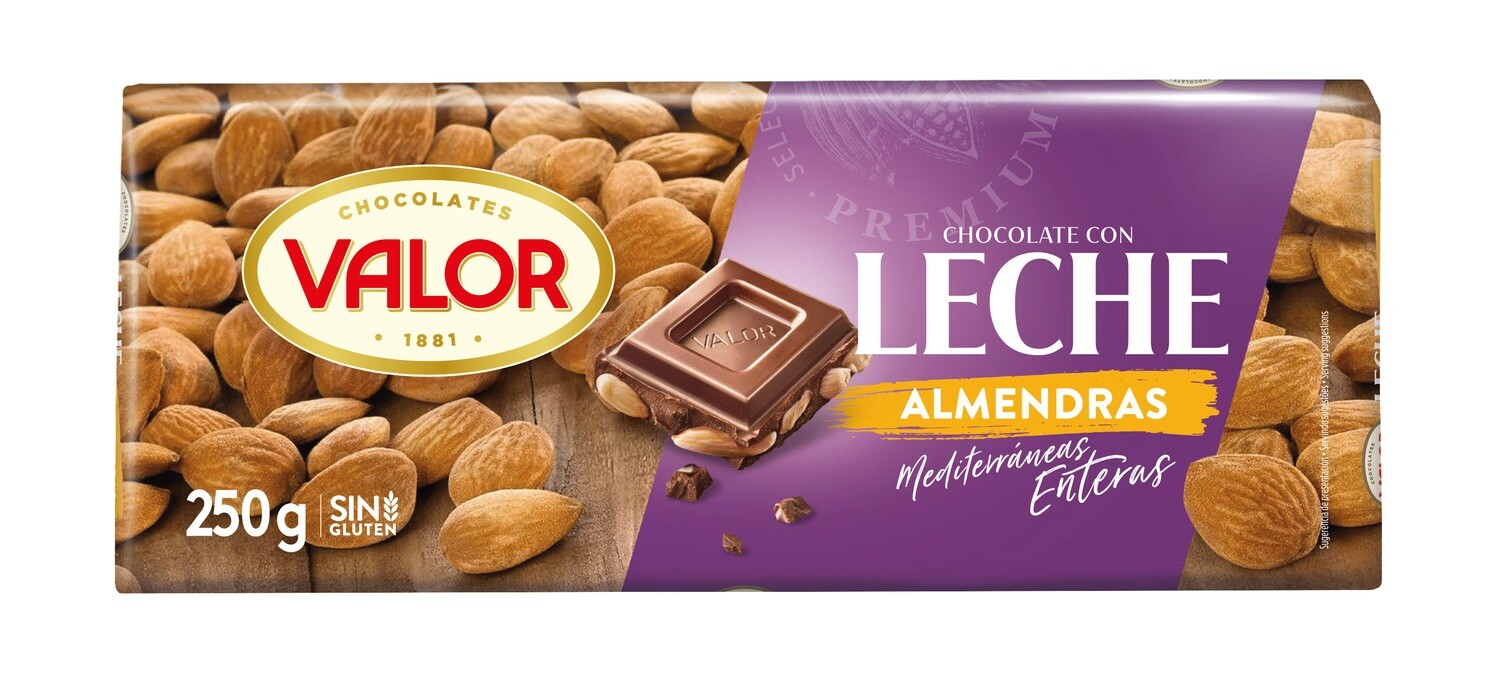 Chocolate con Leche y Almendras Marconas Enteras Valor 250 GR
