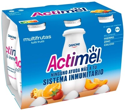 Yogur líquido sabor multifrutas ACTIMEL de DANONE.