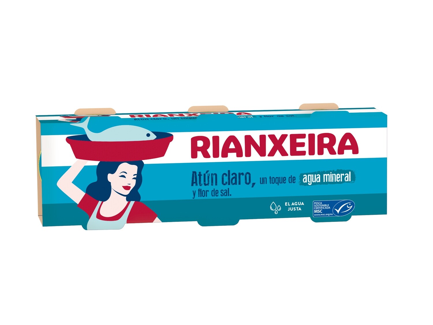 Atún claro con agua mineral y flor de sal RIANXEIRA 3x65 g.
